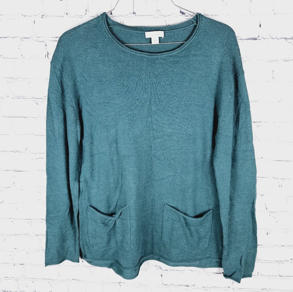J. JILL | cotton long sleeve scoop neck knit sweater